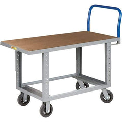 Little Giant - 2,000 Lb Capacity Steel Platform Truck - Steel Deck, 30" OAW, 60" Platform Length, Mold On Rubber Casters - Industrial Tool & Supply