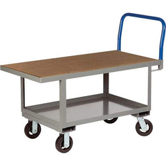 Little Giant - 2,000 Lb Capacity Steel Platform Truck - Wood Deck, 24" OAW, 48" Platform Length, Mold On Rubber Casters - Industrial Tool & Supply