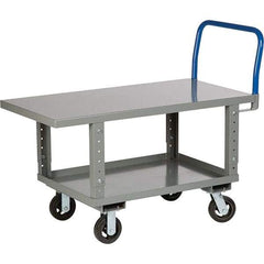 Little Giant - 2,000 Lb Capacity Steel Platform Truck - Steel Deck, 30" OAW, 49-1/2" Platform Length, Mold On Rubber Casters - Industrial Tool & Supply