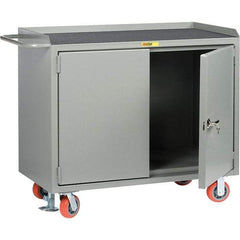 Little Giant - 3,600 Lb Capacity, 2 Door Mobile Service Bench - 41" Wide x 24" Deep x 43" High, Steel, Gray - Industrial Tool & Supply