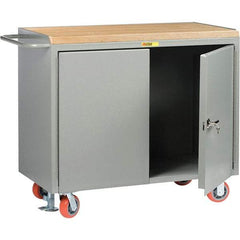 Little Giant - 3,600 Lb Capacity, 2 Door Mobile Service Bench - 41" Wide x 24" Deep x 43" High, Steel, Gray - Industrial Tool & Supply