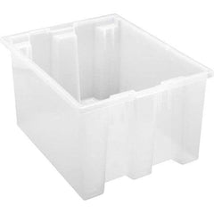 Quantum Storage - 65 Lb Load Capacity Clear Polypropylene Tote Container - Stacking, Nesting, 10" Long x 15-1/2" Wide x 19-1/2" High - Industrial Tool & Supply