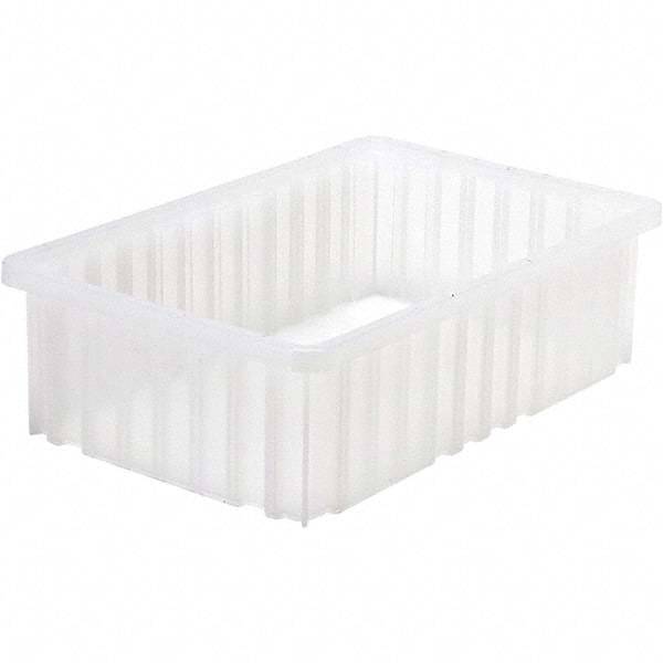 Quantum Storage - 40 Lb Load Capacity Clear Polypropylene Dividable Container - Stacking, 5" Long x 10.9" Wide x 16-1/2" High - Industrial Tool & Supply