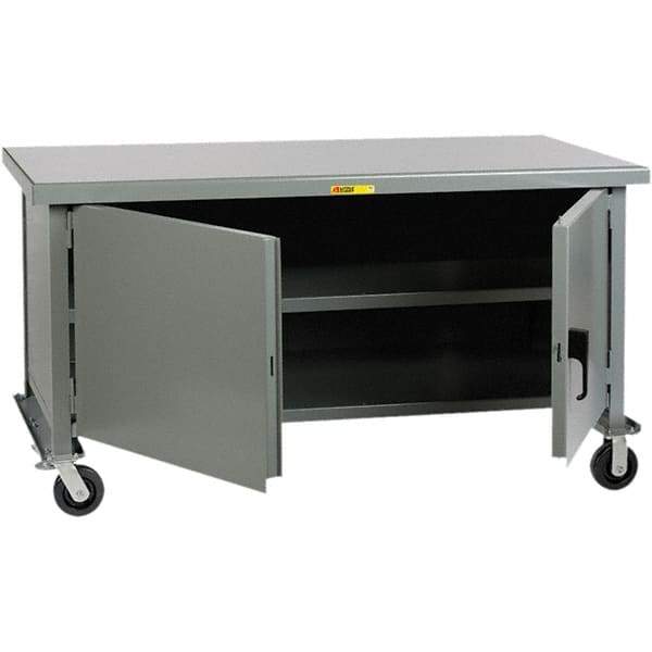 Little Giant - 1 Shelf Mobile Storage Cabinet - Steel, 60" Wide x 30" Deep x 37-1/2" High - Industrial Tool & Supply