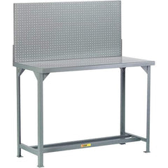 Little Giant - 60 Wide x 36" Deep x 60" High, Steel Workbench with Pegboard - Fixed Legs - Industrial Tool & Supply