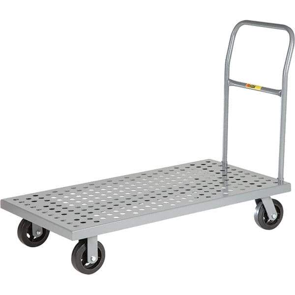 Little Giant - 1,600 Lb Capacity Steel Platform Truck - Steel Deck, 24" OAW, 36" Platform Length, Mold On Rubber Casters - Industrial Tool & Supply