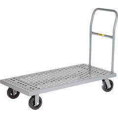 Little Giant - 1,600 Lb Capacity Steel Platform Truck - Steel Deck, 24" OAW, 36" Platform Length, Mold On Rubber Casters - Industrial Tool & Supply
