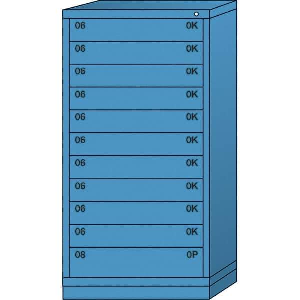Lyon - 11 Drawer, Standard Eye-Level - Multiple Drawer Access Cabinet - Steel, 30" Wide x 28-1/4" Deep x 59-1/4" High, Wedgewood Blue - Industrial Tool & Supply
