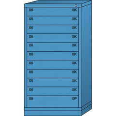 Lyon - 11 Drawer, Standard Eye-Level - Single Drawer Access Cabinet - Steel, 30" Wide x 28-1/4" Deep x 59-1/4" High, Wedgewood Blue - Industrial Tool & Supply