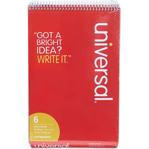 UNIVERSAL - Note Pads, Writing Pads & Notebooks Writing Pads & Notebook Type: Steno Book Size: 6 x 9 - Industrial Tool & Supply