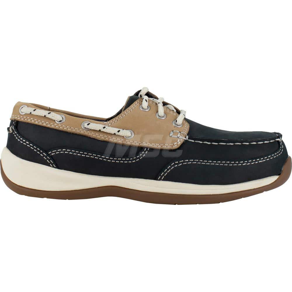 Work Boot: 2-3/4″ High, Leather, Steel Toe Navy Blue & Tan, Medium Width