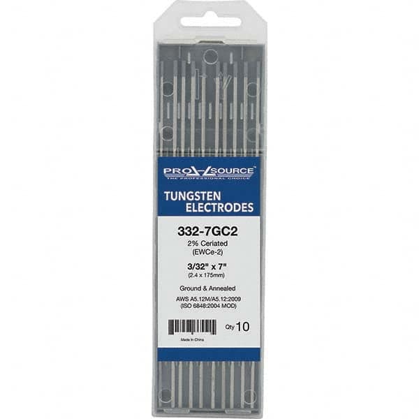 PRO-SOURCE - Tungsten Electrodes Type: 2% Cerialed Diameter (Inch): 3/32 - Industrial Tool & Supply