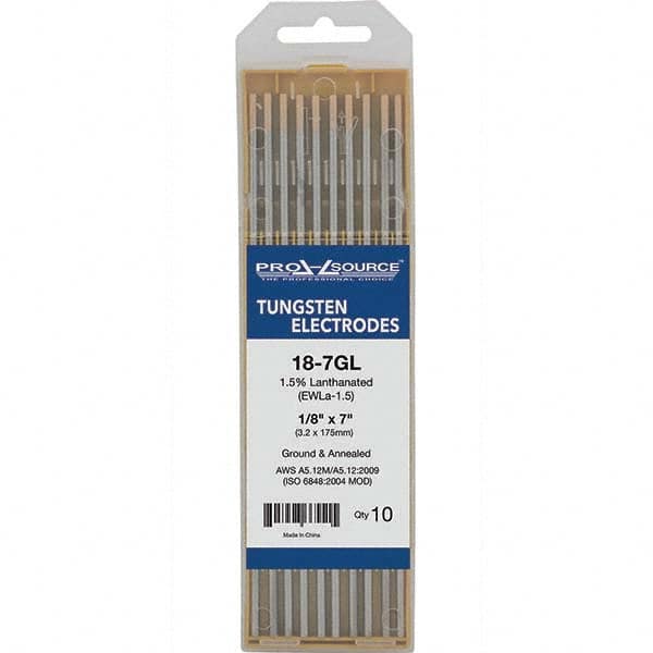 PRO-SOURCE - Tungsten Electrodes Type: 1.5% Lanthanated Diameter (Inch): 1/8 - Industrial Tool & Supply