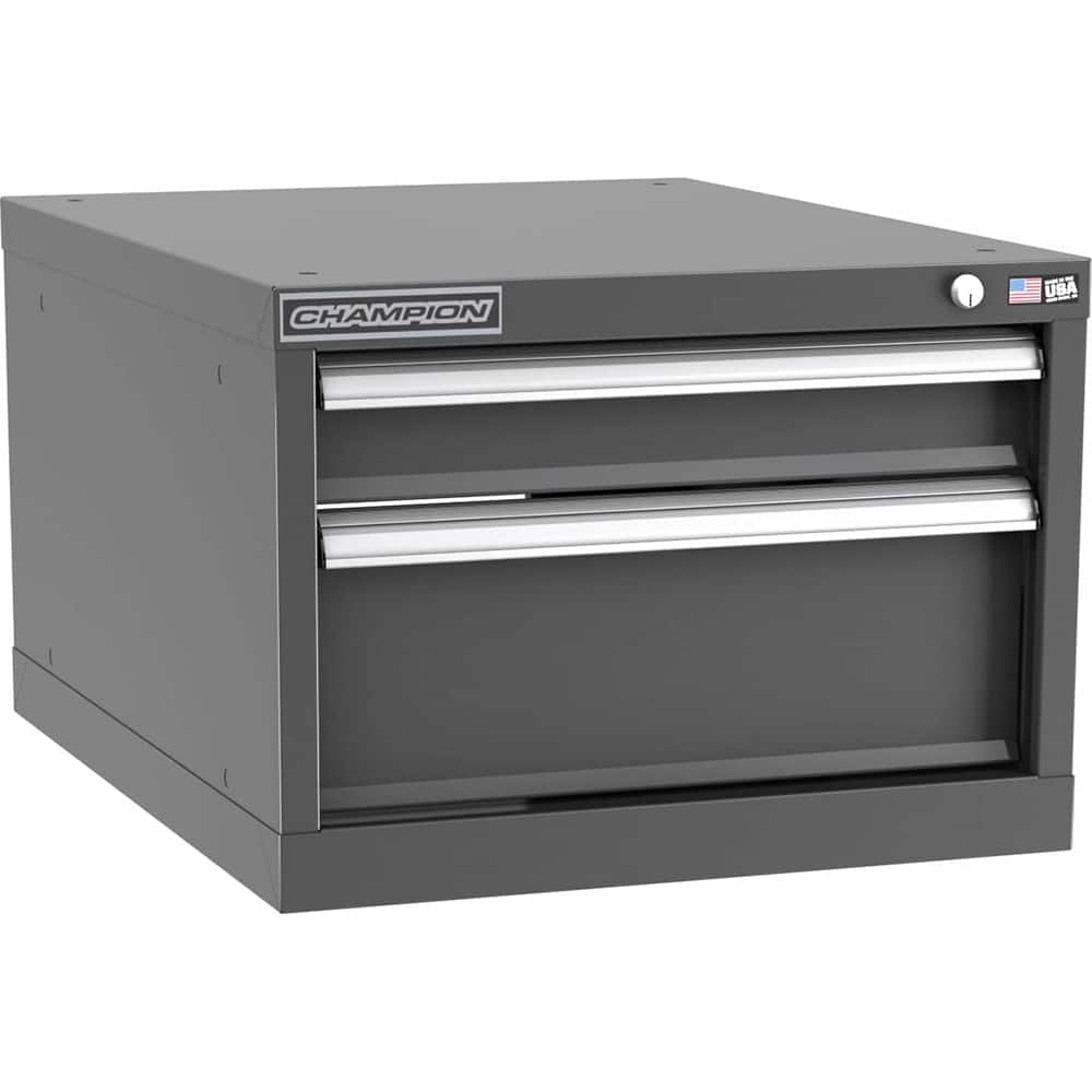 Champion Tool Storage - Modular Storage Cabinets; Type: Under-Desk Narrow Width Drawer Cabinet ; Number of Drawers: 2.000 ; Height (Inch): 15-3/4 ; Width (Inch): 22-3/16 ; Depth (Inch): 28-1/2 ; Color: Dark Gray - Exact Industrial Supply