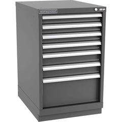 Champion Tool Storage - Modular Storage Cabinets; Type: Bench-Height Narrow Width Drawer Cabinet ; Number of Drawers: 7.000 ; Height (Inch): 35-7/8 ; Width (Inch): 22-3/16 ; Depth (Inch): 28-1/2 ; Color: Dark Gray - Exact Industrial Supply