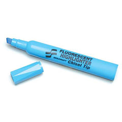 Ability One - Markers & Paintsticks; Type: Highlighter ; Color: Blue ; Ink Type: Florescent ; Tip Type: Chisel - Exact Industrial Supply