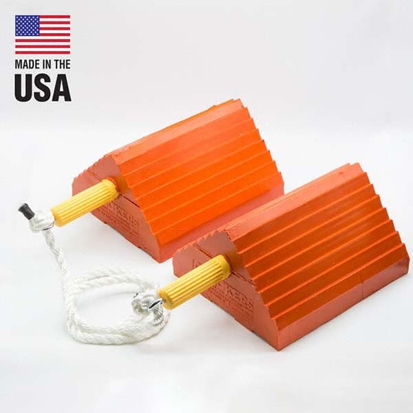Checkers - 1 2-Piece 8-1/2" Wide x 5" High x 10" Deep Polyurethane Wheel Chock - Industrial Tool & Supply