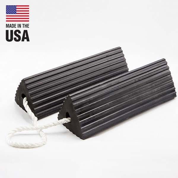 Checkers - 1 2-Piece 5" Wide x 5" High x 18" Deep Rubber Wheel Chock - Industrial Tool & Supply