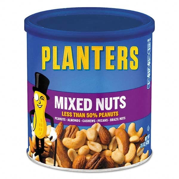 Planters - Snacks, Cookies, Candy & Gum Breakroom Accessory Type: Nuts Breakroom Accessory Description: Mixed Nuts, 15 oz Can - Industrial Tool & Supply