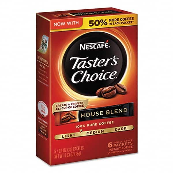 Nescafe - Coffee, Tea & Accessories Breakroom Accessory Type: Coffee Breakroom Accessory Description: Taster's Choice House Blend Instant Coffee, 0.1oz Stick, 6/Box, 12Box/Carton - Industrial Tool & Supply