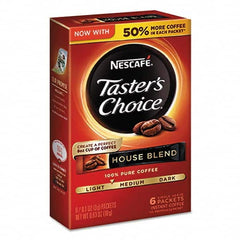 Nescafe - Coffee, Tea & Accessories Breakroom Accessory Type: Coffee Breakroom Accessory Description: Taster's Choice House Blend Instant Coffee, 0.1oz Stick, 6/Box, 12Box/Carton - Industrial Tool & Supply