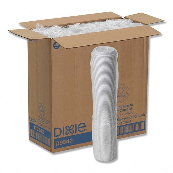 Dixie - Reclosable Lids for 12 and 16 oz Hot Cups, White, 100 Lids/Pack, 10 Packs/Carton - Industrial Tool & Supply