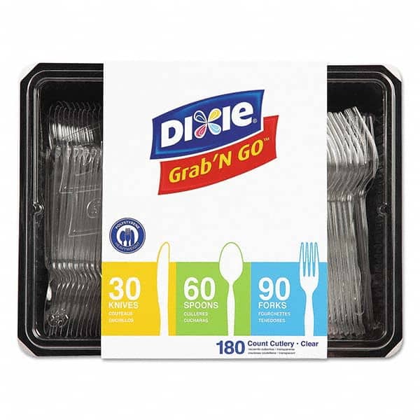 Dixie - Heavyweight Polystyrene Cutlery, Clear, Knives/Spoons/Forks, 180/Pack, 10Pk/Ctn - Industrial Tool & Supply