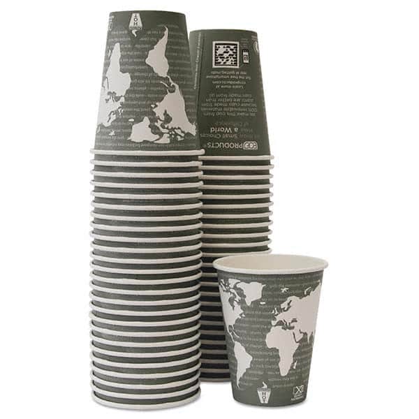 ECO PRODUCTS - World Art Renewable/Compostable Hot Cups, 12 oz, Gray, 50/Pack,10 Pack/Carton - Industrial Tool & Supply