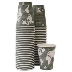 ECO PRODUCTS - World Art Renewable/Compostable Hot Cups, 12 oz, Gray, 50/Pack,10 Pack/Carton - Industrial Tool & Supply