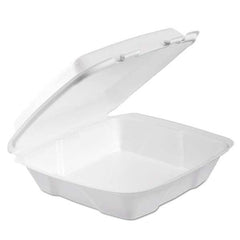 DART - Foam Hinged Lid Container, 1-Comp, 9 x 9 2/5 x 3, White, 100/Bag, 2 Bag/Carton - Industrial Tool & Supply
