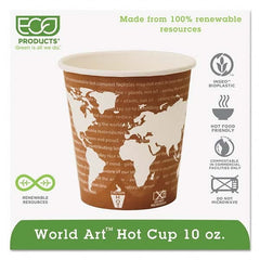 ECO PRODUCTS - World Art Renewable Compostable Hot Cups, 10 oz, 50/PK, 20 PK/CT - Industrial Tool & Supply