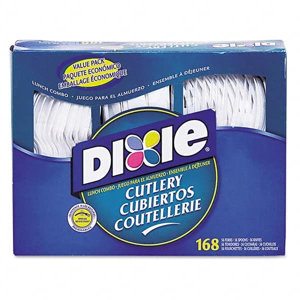 Dixie - Combo Pack, Tray/Plastic Utensils, 56 Forks, 56 Knives, 56 Spoons, 6 Packs - Industrial Tool & Supply