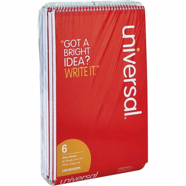 UNIVERSAL - Note Pads, Writing Pads & Notebooks Writing Pads & Notebook Type: Steno Book Size: 6 x 9 - Industrial Tool & Supply