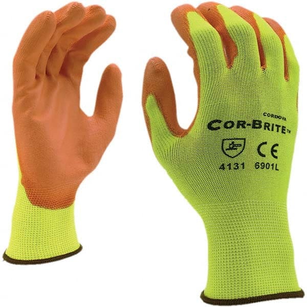 Cordova - Size 2XL (11) Polyurethane Coated Polyester & Polyurethane High Visibility Work Gloves - Industrial Tool & Supply