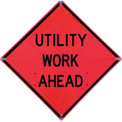 VizCon - "Men Working," 48" Wide x 48" High Vinyl Construction Roadway Sign - Industrial Tool & Supply