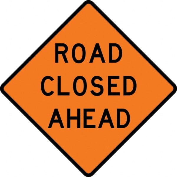 VizCon - "Right Lane Closed Ahead," 36" Wide x 36" High Vinyl Construction Roadway Sign - Industrial Tool & Supply