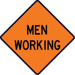 VizCon - "Men Working," 36" Wide x 36" High Vinyl Construction Roadway Sign - Industrial Tool & Supply