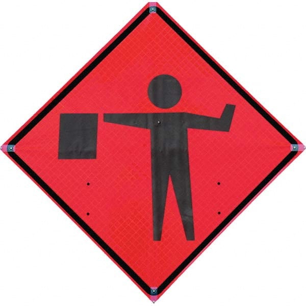 VizCon - "Utility Work Ahead," 48" Wide x 48" High Vinyl Construction Roadway Sign - Industrial Tool & Supply
