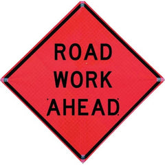 VizCon - "Utility Work Ahead," 36" Wide x 36" High Vinyl Construction Roadway Sign - Industrial Tool & Supply