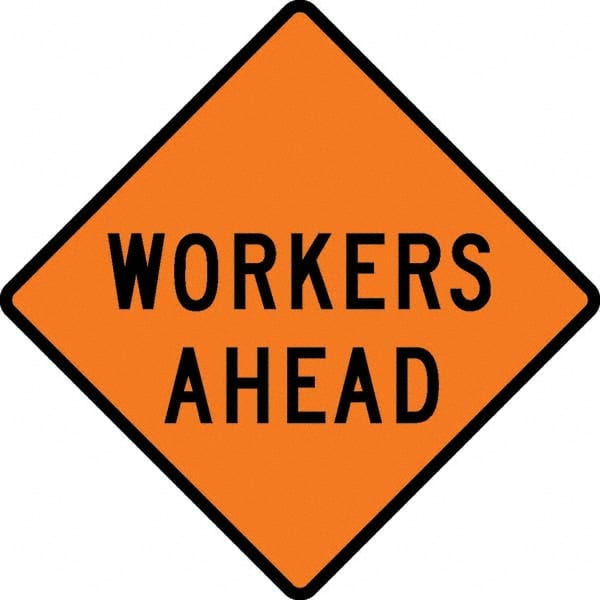 VizCon - "Men Working," 48" Wide x 48" High Vinyl Construction Roadway Sign - Industrial Tool & Supply