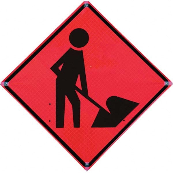 VizCon - "Road Construction Ahead," 36" Wide x 36" High Vinyl Construction Roadway Sign - Industrial Tool & Supply