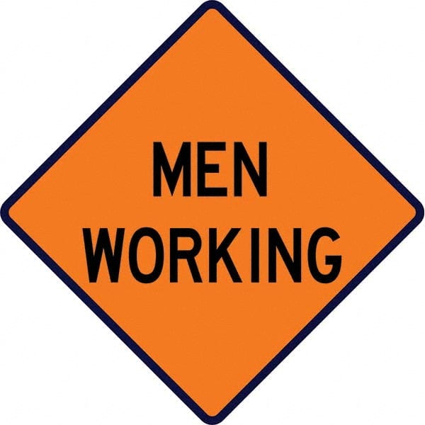 VizCon - "Men Working," 36" Wide x 36" High Vinyl Construction Roadway Sign - Industrial Tool & Supply