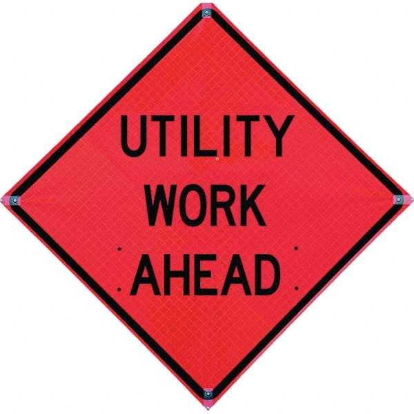 VizCon - "Workers Ahead," 36" Wide x 36" High Vinyl Construction Roadway Sign - Industrial Tool & Supply