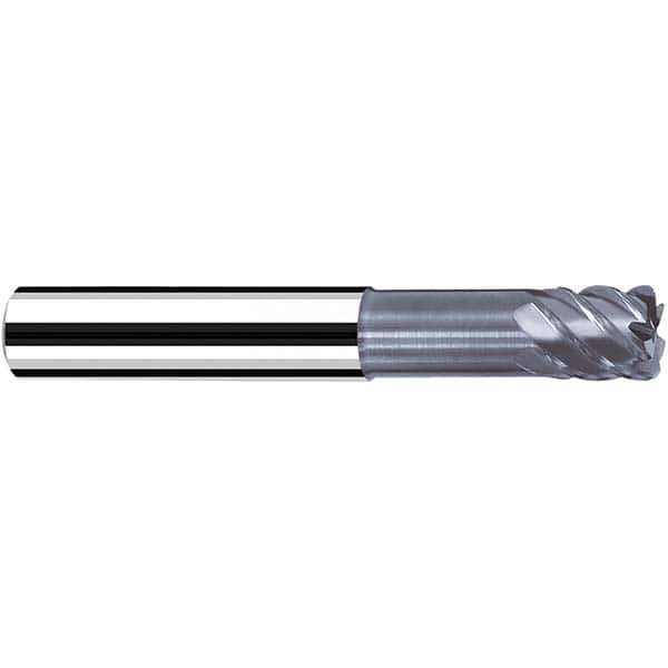 Corner Radius End Mill: 0.315″ Dia, 6 Flutes, Solid Carbide 45 ° Helix, Polychrome Coated, Corner Radius End, Centercutting, Series Multispeed