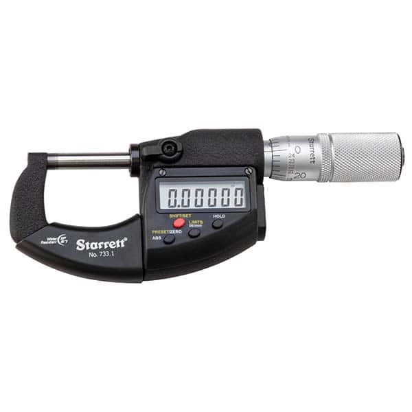 Starrett - Electronic Outside Micrometers Type: Standard Minimum Measurement (Decimal Inch): 0 - Industrial Tool & Supply