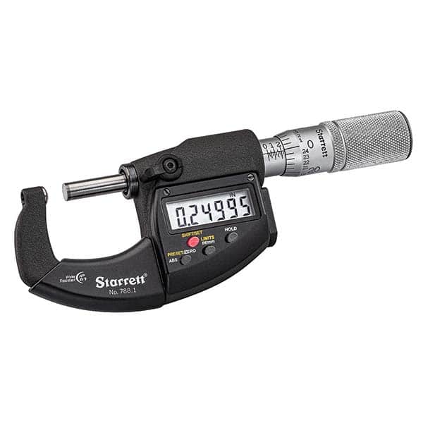 Starrett - Ball Anvil Micrometers Operation Type: Electronic Minimum Measurement (mm): 0.00 - Industrial Tool & Supply