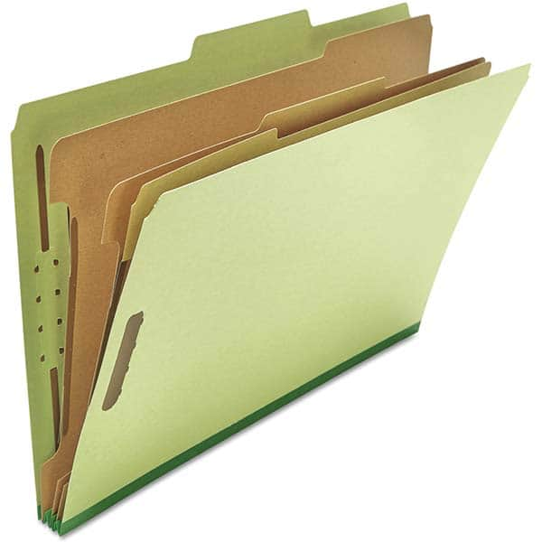 UNIVERSAL - File Folders, Expansion Folders & Hanging Files Folder/File Type: Classification Folders with Tob Tab Fastener Color: Green - Industrial Tool & Supply