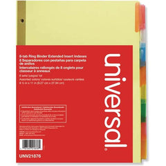 UNIVERSAL - Tabs, Indexes & Dividers Indexes & Divider Type: Customizable Size: 8-1/2 x 11 - Industrial Tool & Supply