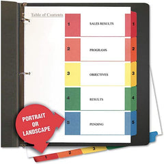 UNIVERSAL - Tabs, Indexes & Dividers Indexes & Divider Type: Preprinted Numeric Size: 8-1/2 x 11 - Industrial Tool & Supply