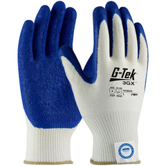 ‎19-D315/S Coated Gloves - G-Tek 3GX Dyneema Diamond - 15G White Shell - Blue Latex Crinkle Grip - A4 - Exact Industrial Supply